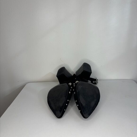 Qupid- Black Heels w/Ankle Straps & Silver Bubble Studs - Picture 6 of 7